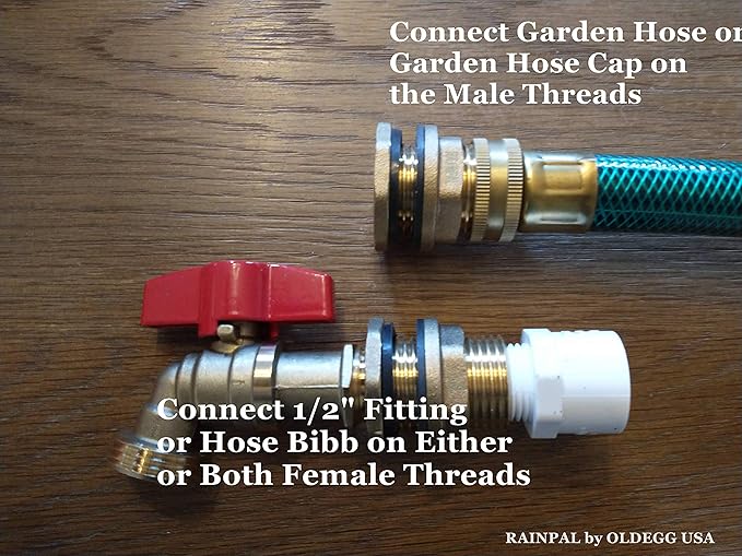 BBF020 LF Compliant Brass Bulkhead Tank Fitting (Double Female 1/2” NPT and Male 3/4" NH Garden Hose Threaded, 4 oz each) (2)