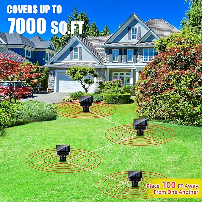4 Pack Mole Repellent Solar Powered Gopher Repellent Outdoor Waterproof Sonic Mole Deterrent Stake Vole Repellent Spikes Rodent Repellent for Lawns Yard Garden, Getting Rid of Moles Voles Groundhog