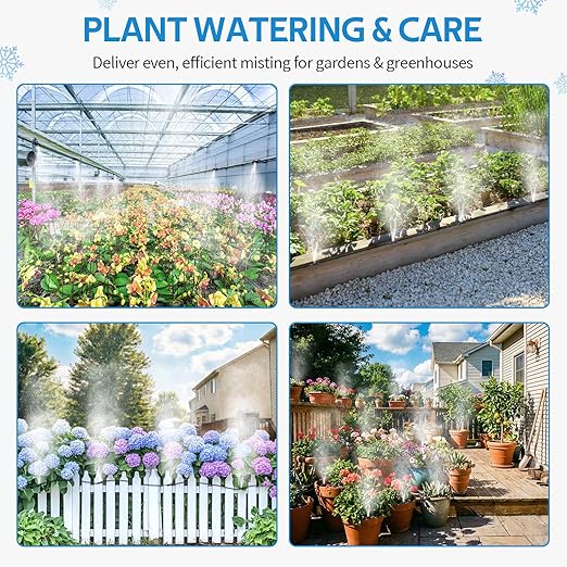 homenote Misting Cooling System 75FT (23M) Misting Line + 28 Brass Mist Nozzles + Brass Adapter(3/4") Outdoor Mister for Patio Backyard Garden Greenhouse Watering