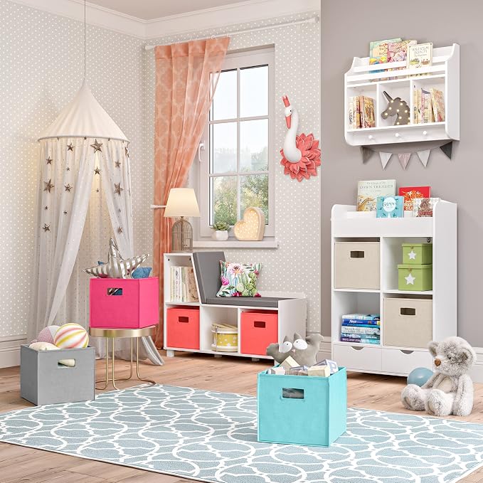 RiverRidge Folding Storage Bins - 4-pack of 10in Tall Taupe Cubes