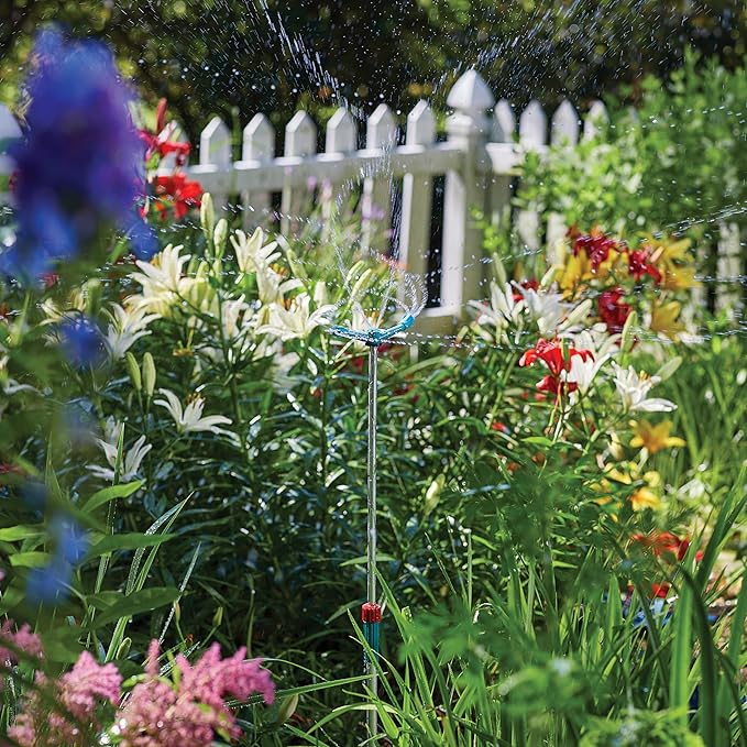 Gilmour Medium Coverage Elevated Sprinkler, Garden Sprinkler on Telescoping Pole, 360 Degree Garden Watering System