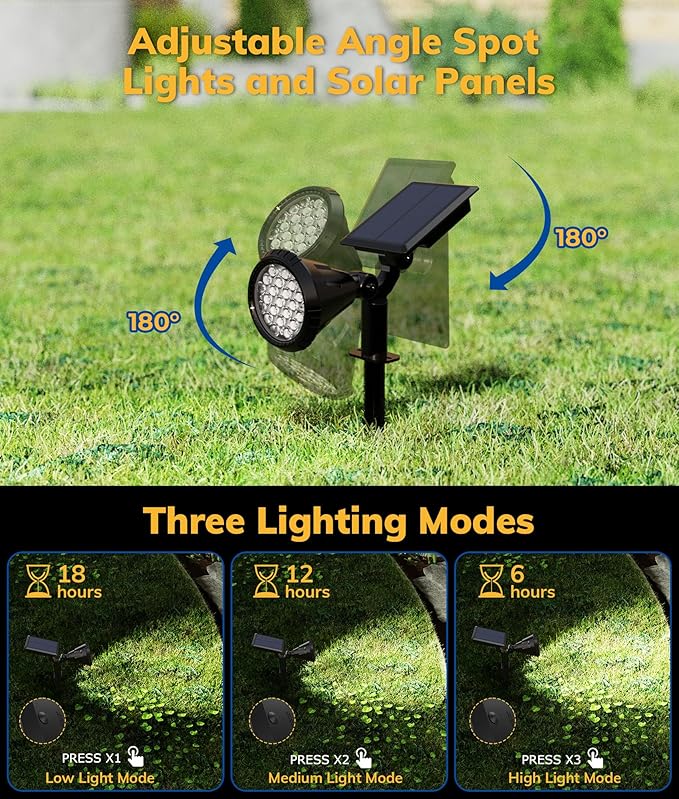 NBKLS Solar Spot Lights for Outside, 21 LED Outdoor Solar Lights for Yard, 4 Pack Solar Spotlights Waterproof Auto On/Off for Landscape, Wall, Garden, Pool, Tree, Pathway and Driveway(White)