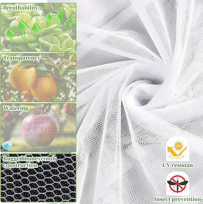 78 x 10 Ft Mosquito Netting for Garden Patio, Breathable Mesh Net for Bird and Insect Protection, Plant Cover for Vegetables, Fruits and Flowers, White 3x24m