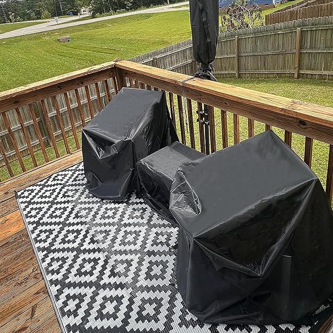Patio Furniture Chair Covers Set, 3PCS Outdoor Garden Furniture Sofa Cover with 420D Durable Waterproof, Fit for Outdoor Wicker/Rattan Chair Conversation Sets