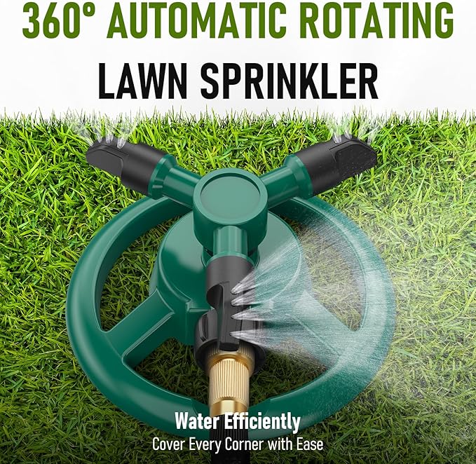 Sprinklers for Yard, Lawn & Garden Sprinkler Automatic 360 Rotating for Large Area Coverage, Grass Water Sprinkler for Kids and Pets Water Fun