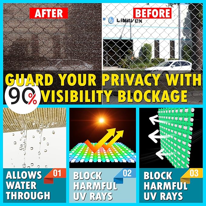 ShadeMart 4' x 40' Fence Privacy Screen Brown Heavy Duty 170 GSM Fencing Mesh Shade Net with Grommets & Zip Ties, 90% Blockage Fence Screen for Balcony Yard Outdoor Garden Pool (We Customize Size)