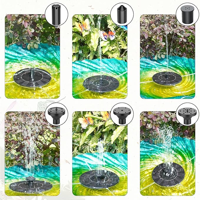 AMZtime 1.4W Solar Fountain with 4 Fixed Rods, 2026 Solar Fountain Pump with Upgraded Solar Panels, Solar Powered Floating Water Fountain Pump for Bird Bath, Garden, Ponds, Fish Tank and Outdoor