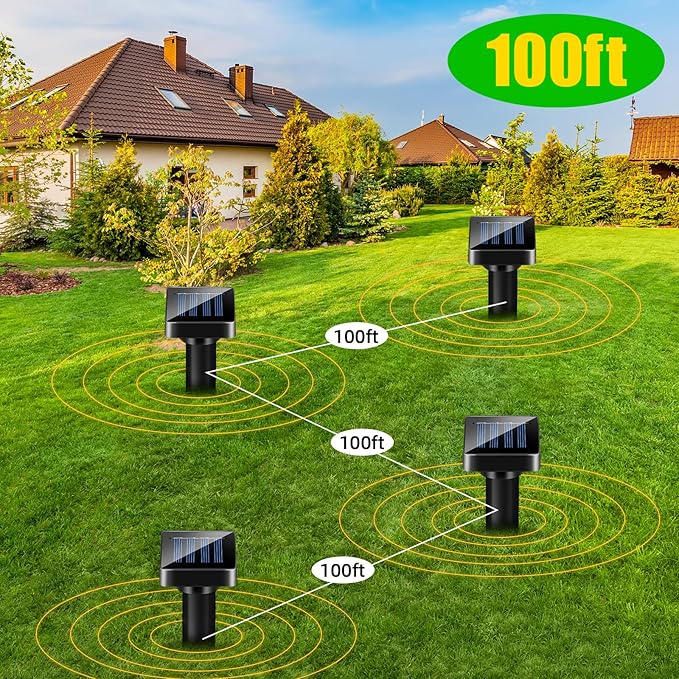 8 Pack Mole Repellent Ultrasonic Solar Powered Sonic Mole Spikes Outdoor Snake Repellent for Yard Vole Chipmunk Groundhog Gopher Repeller Waterproof Rodent Deterrent for Yard Lawn Garden Farmland
