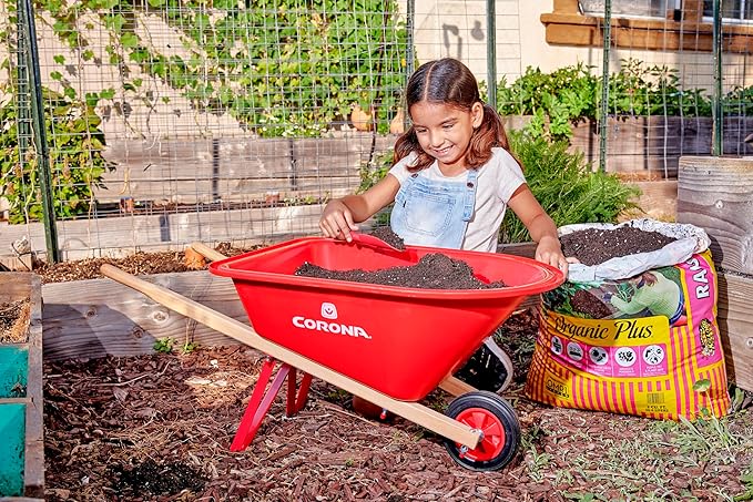 Corona Kids Poly Wheelbarrow Lightweight Great Gift for Kids, Enjoy The Outdoors with Adults