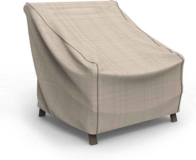 Budge English Garden Patio Chair Cover 2-Pack, Waterproof & UV-Resistant Outdoor Furniture Cover, Fits Large Patio Chairs up to 36" W x 41" D x 34" H, Tan Tweed
