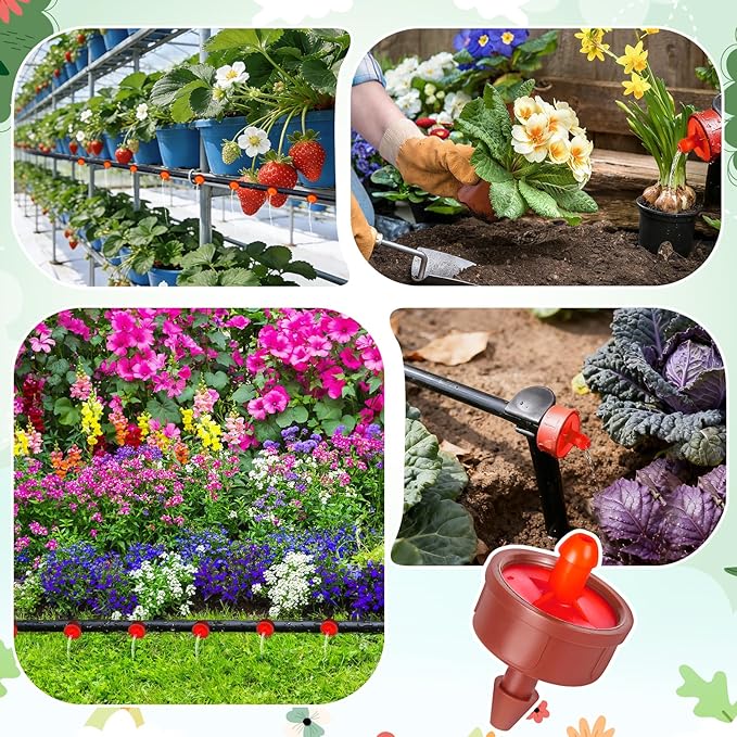 30Pcs 4 GPH Pressure Compensating Irrigation Drippers, Watering Spot GPH Dripper Drip Emitters Heads Constant Flow Outlet Heads for 1/4 Inch Irrigation Tubing for Garden Irrigation System