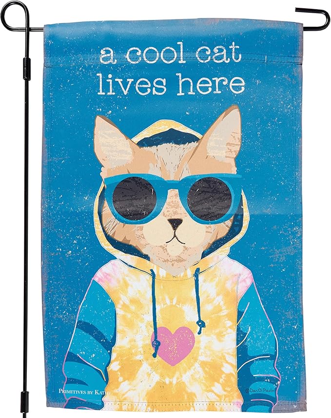 Primitives by Kathy Decorative Double-Sided Garden Flag - A Cool Cat Lives Here