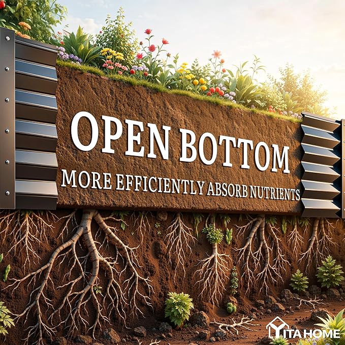 YITAHOME 6x3x1.5 2pcs Large Raised Garden Bed Kit, Galvanized Metal Planter Box with Gloves, Ground Nails, Support Rod, Outdoor Above Ground Planters for Plants Vegetables Flowers, Black