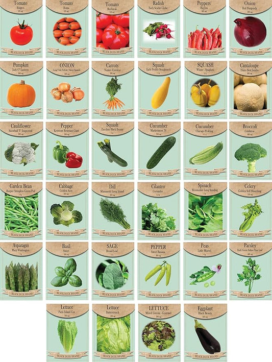 Set of 35 Premium Herb & Vegetable Variety – Deluxe Collection for the Ultimate Garden Experience! - Great for Beginner and Advanced Gardeners Alike.