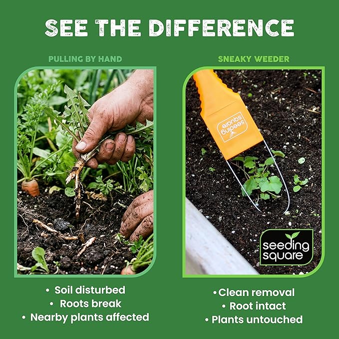 Seeding Square Sneaky Weeder Handheld Gardening Tool for Precise Weeding | Ergonomic, Lightweight, and Durable Manual Weeder for Vegetable Gardens and Flower Beds