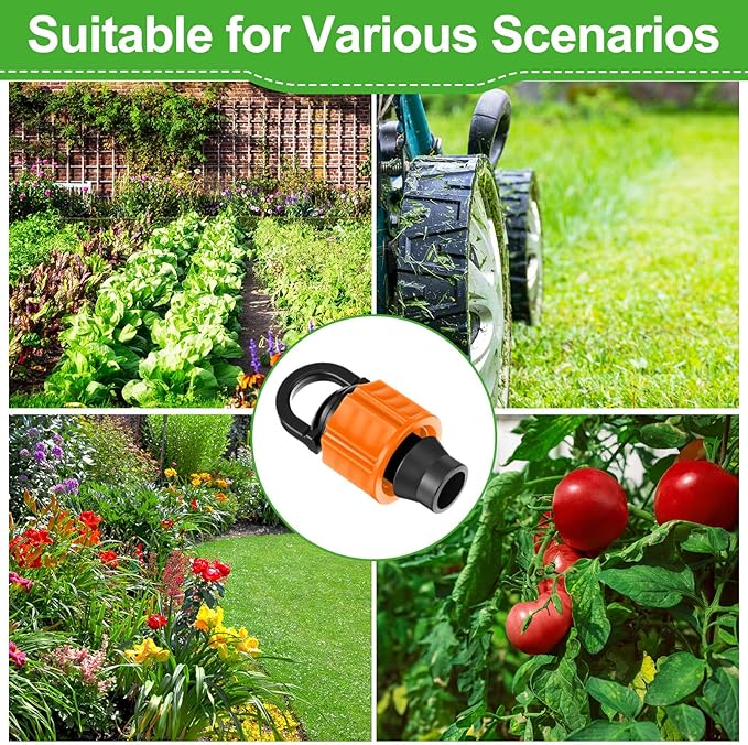 Tujoe 50 Pcs 5/8" Drip Irrigation Tubing End Cap Plugs with Loop Orange Leak Proof Barbed Locking Fittings Compatible with Most 16-17 mm Drip Tube for Garden Agriculture Sprinkler System
