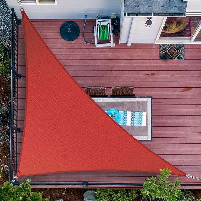 ShadeMart 6' x 12' x 13.4' Red Sun Shade Sail UPF50 Right Triangle smTAPT08 Canopy Fabric Cloth Screen, Water Air Permeable & UV Resistant, Heavy Duty (We Customize Size)