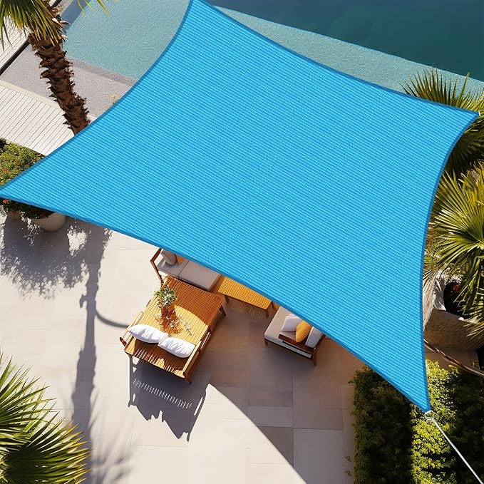 Shade&Beyond Custom 06'x10' Sun Shade Sail Canopy Rectangle UV Block Breathable Curved Sunshade for Backyard Yard Deck Outdoor Facility and Activities, Turquoise Mix (We Make Custom Size)