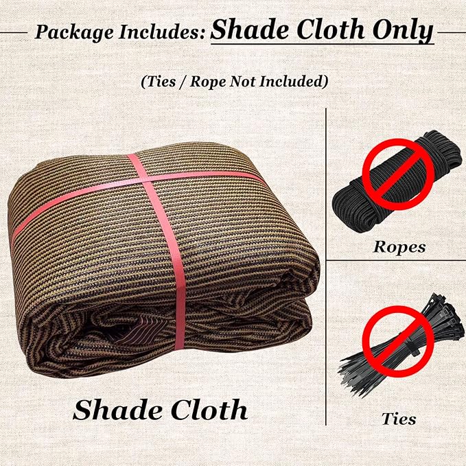 13' X 16.4' Shade Cloth with Grommets, 90% Sun Shade Cloth, Coffee Brown, Outdoor UV-Stabilized Mesh Cover for Garden Patio Pergola