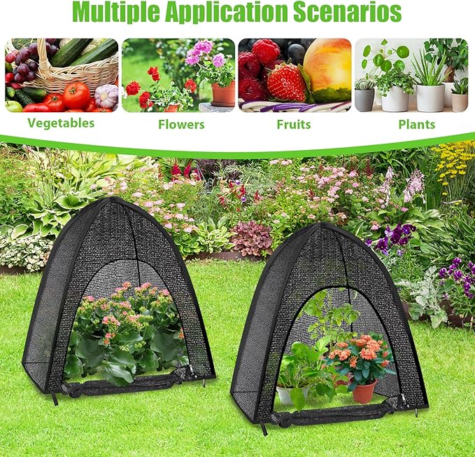 2 Pack Plant Shade Tent, Plant Shades for Outdoor Plants, UV Resisitant 50% Sunblock Shade for Plants Sun Protection, Plant Shade Cover for Flower Potted Plants (22x22x23Inch)