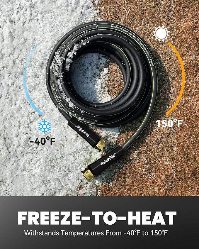 RAINPOINT Short Leader Garden Hose 15ft x 5/8", Water Hose Heavy Duty, Flexible, Lightweight Durable Hybrid Hose with Swivel Handle for Yard, Car Wash, Pets, No Kink, Female to Female Fittings