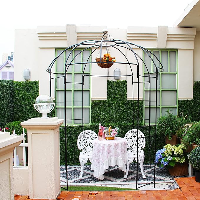 Garden Arches Arbors Birdcage Shape,9' High x 6.8' Wide,Metal Pergola Pavilion Gazebo Enduring Iron Trellis Plants Support Use for Outdoor Garden Arbor Climbing Plants Wedding Arches Ceremony