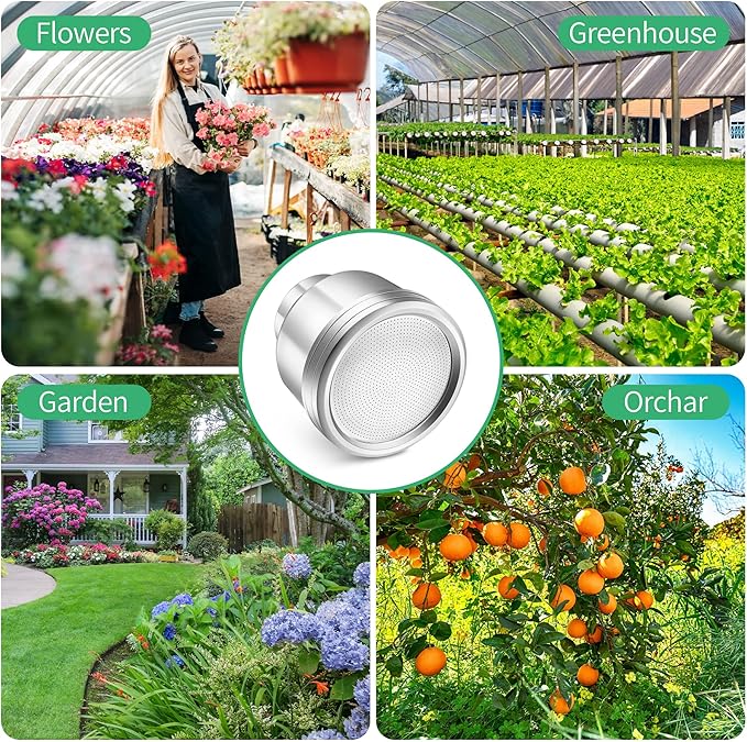 Dreyoo Water Nozzle with 2000 Tiny Holes, 3/4'' Aluminium Alloy Water Hose Nozzle with PTFE Thread Seal Tape for Outdoor Garden Watering Flowers, Plants, Greenhouse, Nurseryman, Container
