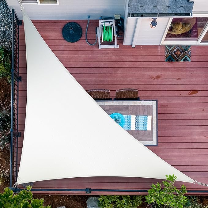 ShadeMart 9' x 16' x 18.4' White Sun Shade Sail UPF50 Right Triangle smTAPT08 Canopy Fabric Cloth Screen, Water Air Permeable & UV Resistant, Heavy Duty (We Customize Size)