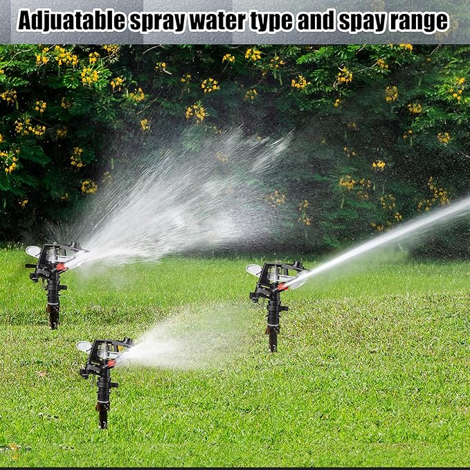 Honoson 1/2 Inch Plastic Impact Sprinklers Heads Adjustable 0-360 Degree Pulsating Oscillating Watering Sprinkler Head for Garden Law Grass Yard Irrigation Supplies(4 Pcs,Grey)