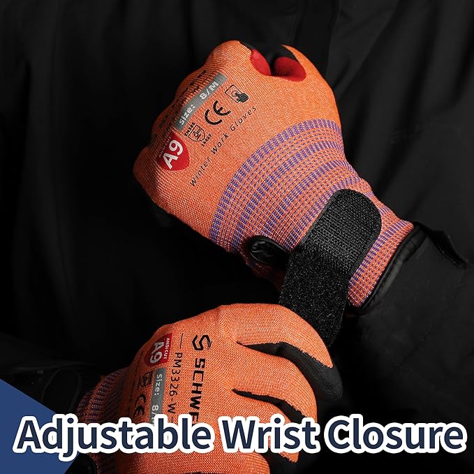 Schwer FreezeGuard-X Winter Work Gloves for Men and Women, ANSI A9 Cut Resistant Gloves for Extreme Protection, Freezer Glove With Super Grip, Thermal Insulated, PM3326-W (XL,2 Pairs)