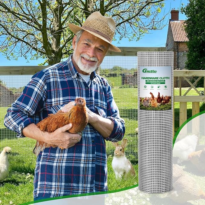 Hardware Cloth 1/4 inch 23 Gauge Small Size 304 Stainless Steel mesh Chicken Welded Wire Fencing Wire Mesh Roll Fencing Garden Fence Squirrel Tunnel Network 12in×10ft