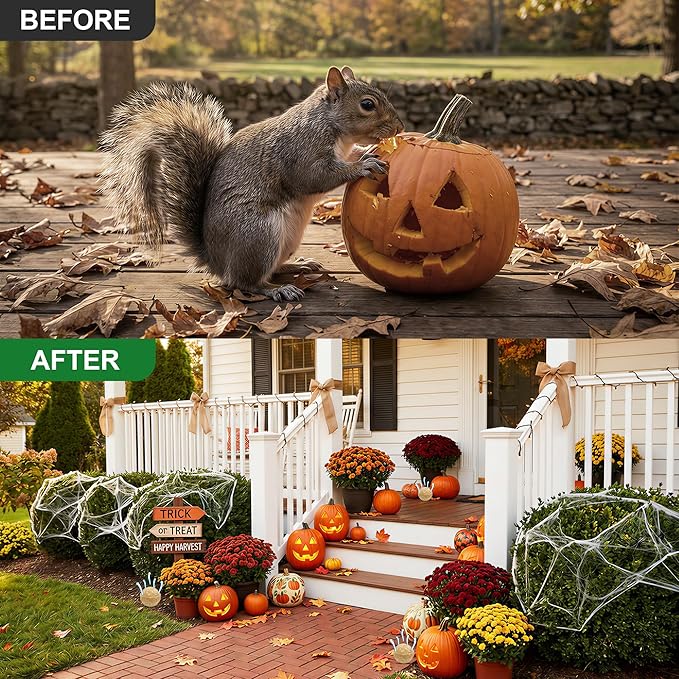 24 Pcs Squirrel & Rodent Repellent for Outdoor Cars Garden Garage, Keep Squirrel, Chipmunk, Raccoon, Skunk, Mouse Out from Plants Bird Feeder