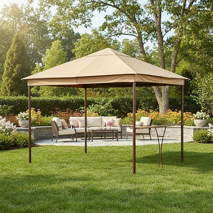 Garden Winds Durable 350 Replacement Canopy Top Compatible with Sonoma Outdoors 2010 10' x 10' Gazebo Model RN73277 - Beige