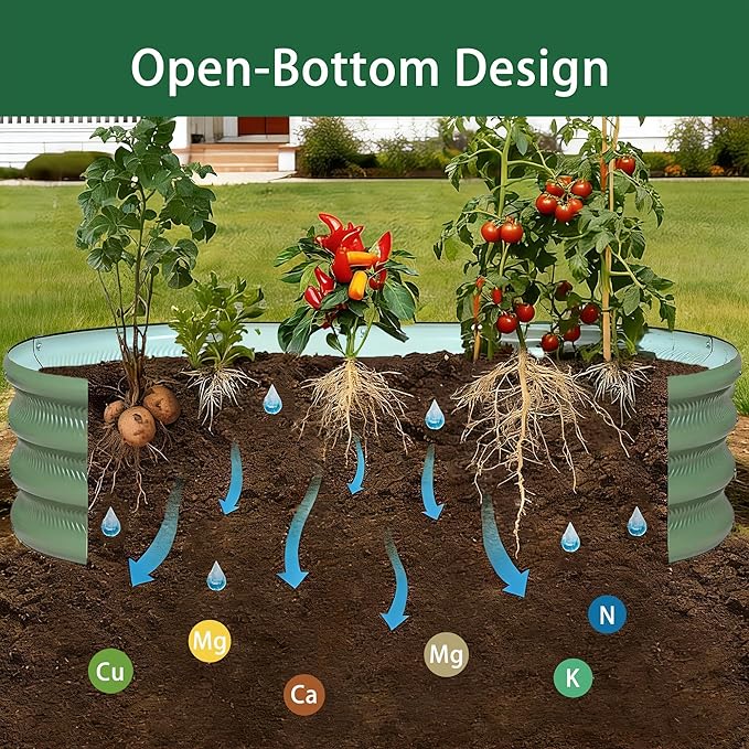Gartist 2 Pack Raised Garden Bed Kits, 4x2x1FT Green Oval Galvanized Outdoor Planter Beds, Easy Assembly Metal Raised Bed for Vegetables, Flowers & Herbs