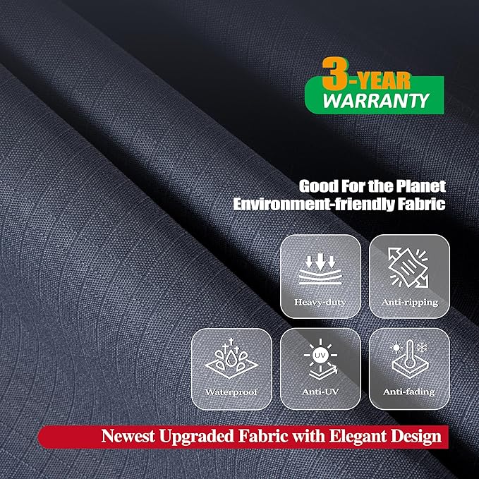 F&J Outdoors Outdoor Patio Furniture Covers, Waterproof UV Resistant Anti-Fading Cover for X-Large Round Table Chairs Set, Grey, 110" Dia x 27.5" H