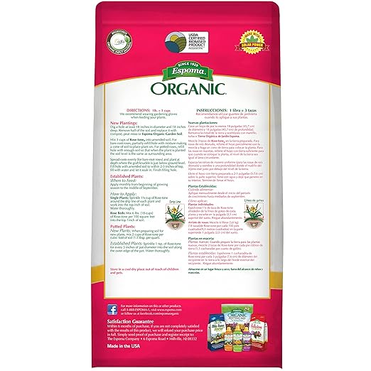 Espoma Organic Rose-Tone 4-3-2 Organic Fertilizer for All Types of Roses and Other Flowering Plants. Promotes Vigorous Green Growth and Abundant Blooms. 4 lb. Bag - 2 Pack