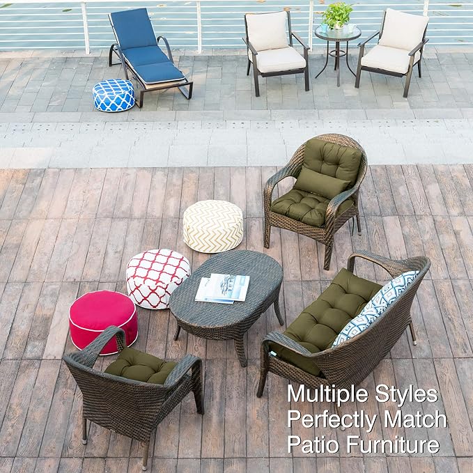 QILLOWAY Outdoor Chair Cushion for Patio Furniture, Waterproof Patio Cushions Set of 4 with Ties, Fade Resistant Replacement Pads for Outdoor Rocking Chairs,Sage