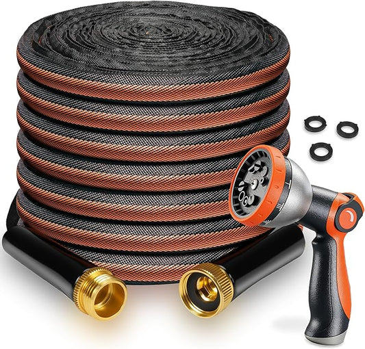 Garden Hose 50FT 600 PSI High Pressure, Flexible TPE Water Hose Kink-Free & Lightweight, with Abrasion-Resistant Cover for Car Washing, Watering Lawn, Outdoor Use