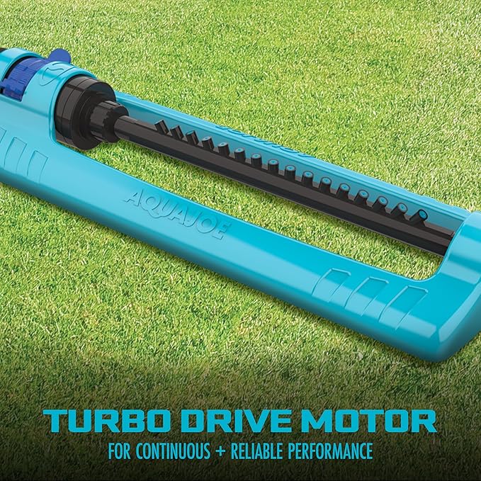 Aqua Joe SJI-OMS16 Indestructible Oscillating Sprinkler with Adjustable Spray and Metal Base, 3600 Sq. Ft. Coverage Max, 70-Foot Distance, and 37.8-Foot Width