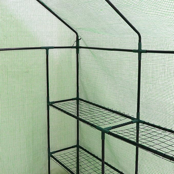 HomGarden HomGarden Greenhouse,57 x 57 x 76'' Greenhouses for Outdoors 3-Tier 8 Shelves Plant Flower Tent Lawn Patio Garden Plant Shelf Green House w/PE Cover and Zipper Door