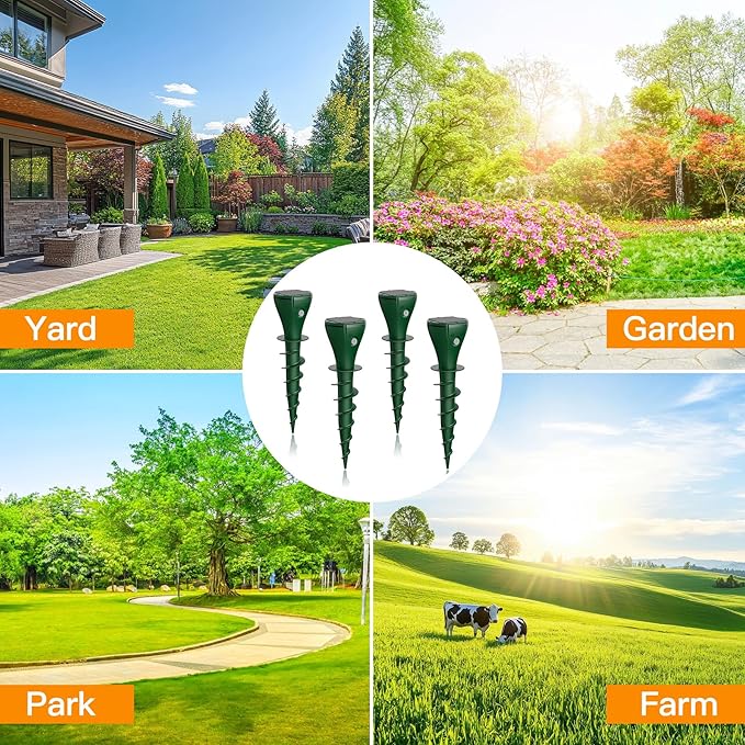 4 Pack Mole Repellent Solar Powered - Ultrasonic Gopher Deterrent Stake for Outdoor Lawns with Electic Vibration, Repels Snake Vole Groundhog Armadillo from Yard and Garden