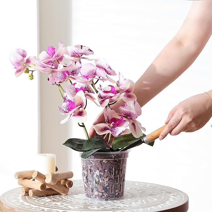 TRUEDAYS Orchid Pot – 4 Pack 5 Inch Clear Orchid Pots with Drainage Holes for Repotting – Ideal for Healthy Root Growth – Sturdy Plastic Plant Pot for Indoor & Outdoor Plants