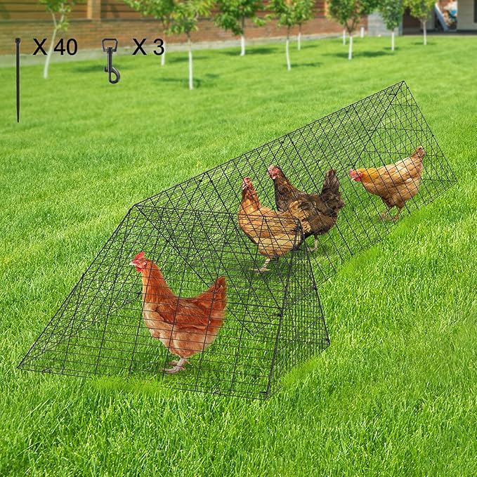 VEVOR Chicken Tunnels for Yard, Metal Poultry Playpen for Outside with Waterproof Cover & Corner Frames, 157.5 x 39.4 x 24.2 inch(LxWxH), Also Widely Used for Ducks, Rabbits, Geese Coop