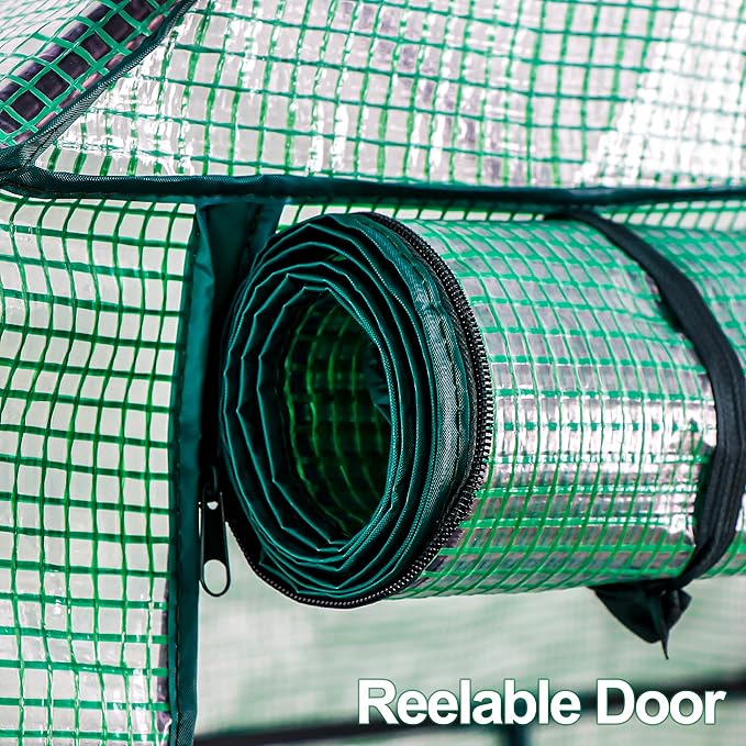 HomGarden Mini Walk-in Greenhouse 3 Tiers 6 Shelves PE Fabric Cover w/Roll-up Zipper Door for Flower and Plant