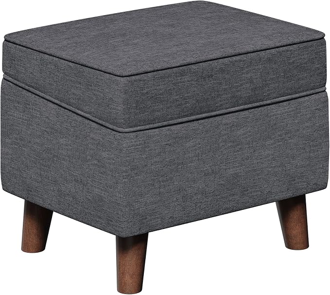 FAGAGA 18" Storage Ottoman with Adjustable Cover, Soft Step Stool | Footrest and Seat, Ottoman Foot Rest for Living Room, Bedroom, Dorm, Light Gray