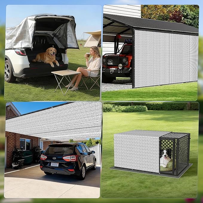 85% 10x20 FT Aluminet Shade Cloth with Grommets 6/8/10/12/20/ FT Aluminum Reflective Tarp Sun Heat Reflective Blocking Sun for Cars Garden Patio Kennel Outdoor Cover