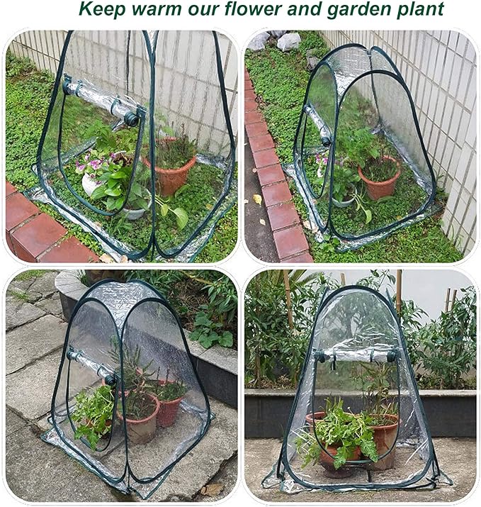 porayhut Pop Up Greenhouse Cover Flower House Mini Gardening Plant Flower Sunshine Room Room,Backyard PVC Greenhouse Cover for Cold Frost Protector Gardening Plants