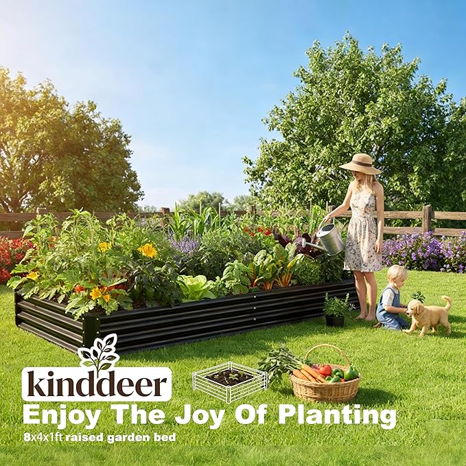 8x4x1ft(2 Pack) Raised Garden Bed Kit, Galvanized Planter Garden Boxes Outdoor, Metal Raised Garden Beds for Vegetables,Fruits, Flower,Black