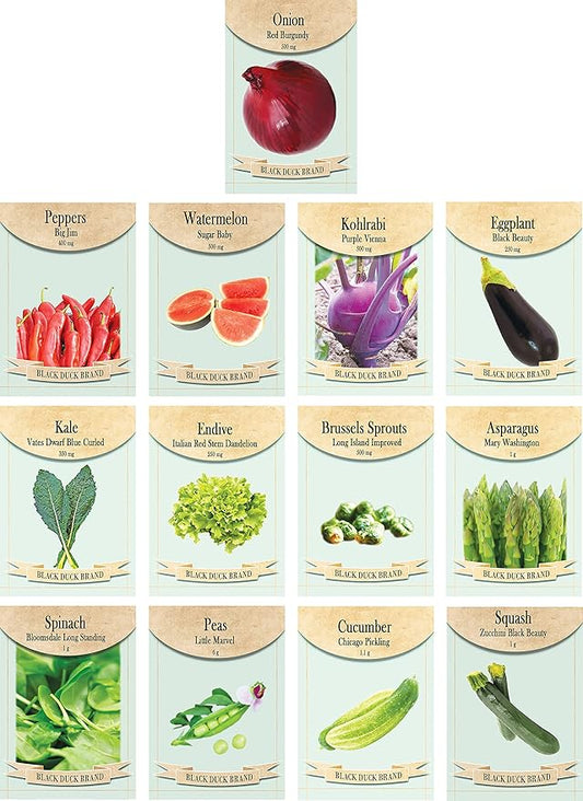 Set of 13 Vegetable Seed Packets - Heirloom & Non-GMO - Create a Bountiful Garden - Easy Garden Sets (Set 2 (13 Packets))