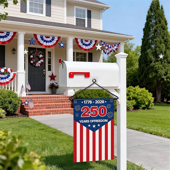 HOOSUN 12x18 Inch 250 Anniversary Usa Flag,250 Year American Anniversary Flag,Double-Sided 250th Usa Garden Flag,1776-2026 Commemorative Flag Patriotic 4th of July Decorations for Outdoor Yard Lawn